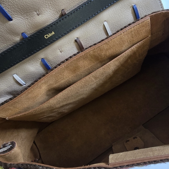 Chloé Penelope Large Braided Wool Leather Shoulder Bag Multicolor - Picture 12 of 14